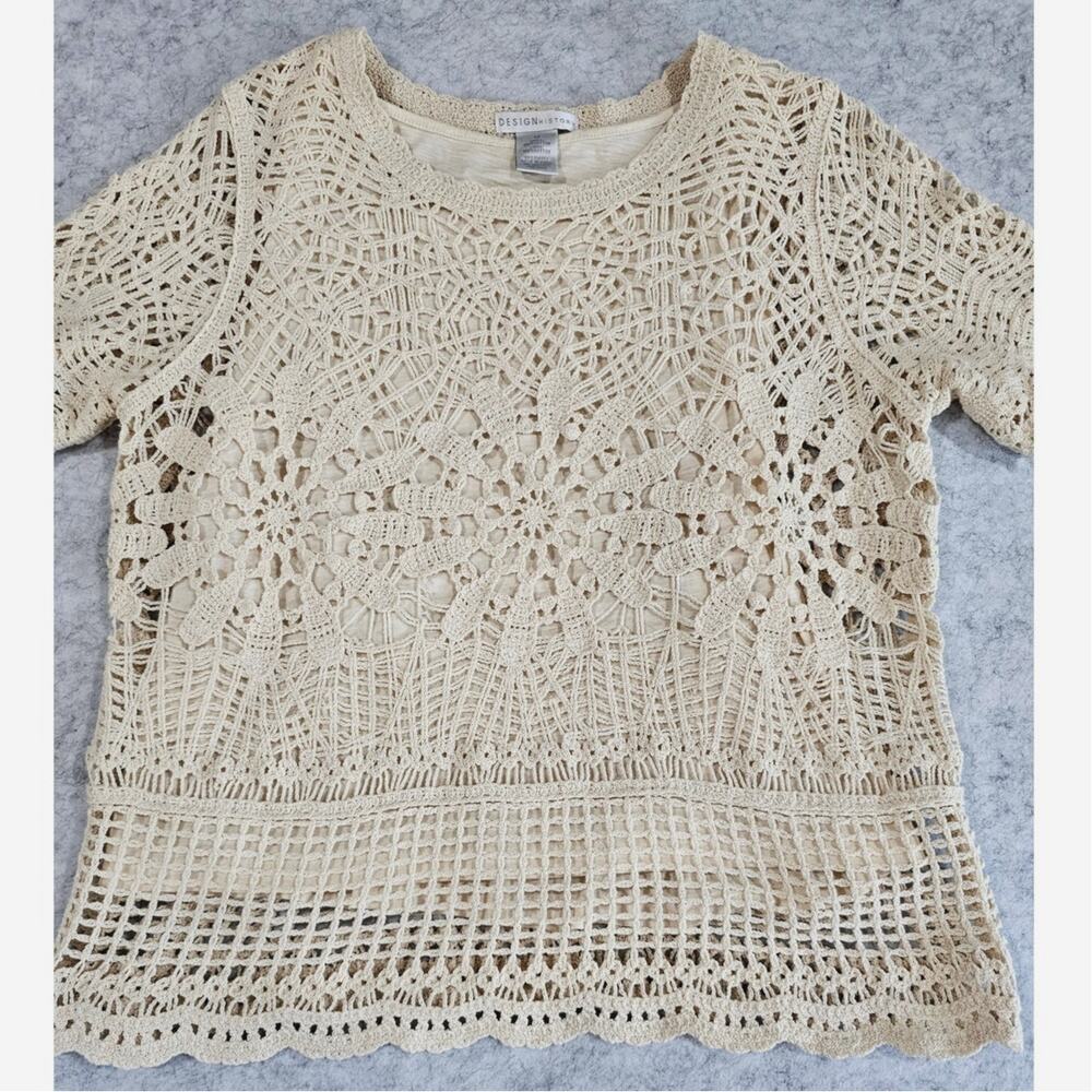Design History Crochet Lace Top, Boho, Fully lined, Cotton, Womens Sz M, New - Picture 8 of 8